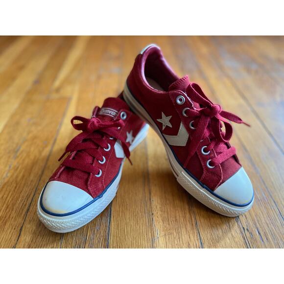 Vintage CONVERSE ALL STAR Reissue Red Suede Low Top Sneakers Mens 6/ Women 8 - Picture 1 of 8